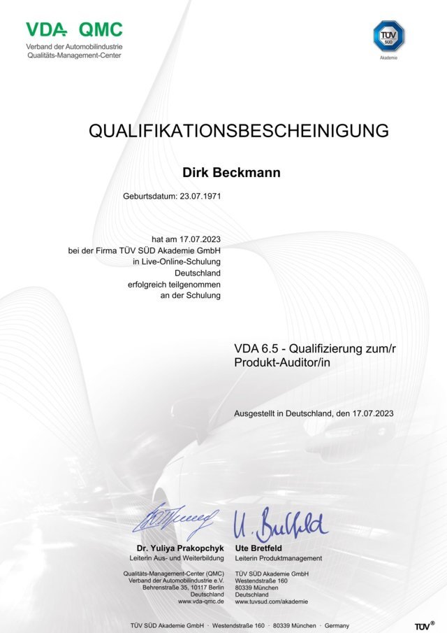 Dirk Beckmann VDA 6.5